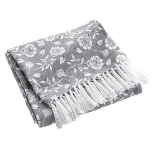 Plaid à Franges Imprimé "flavie" 125x150cm Gris