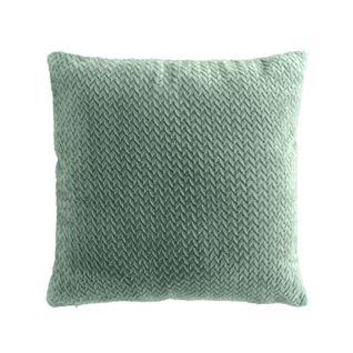 Coussin Déco 45x45 Cm – Flanelle Relief Unie – Déhoussable – Kaki