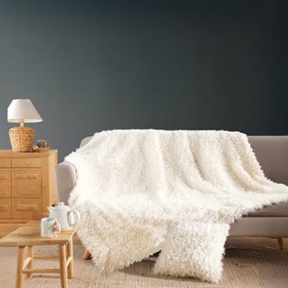 Plaid Chaud Imitation Fourrure Cocooning - 220x240 Cm - Naturel