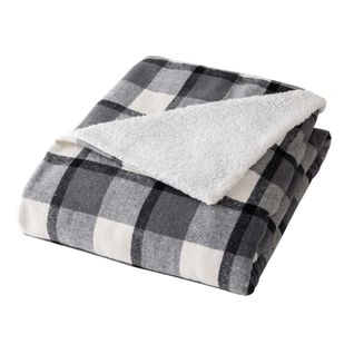 Plaid Tartan Sherpa Chaud 125x150 Écossais Anthracite