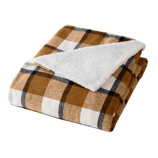 Plaid Tartan Sherpa Chaud 125x150 Écossais Camel