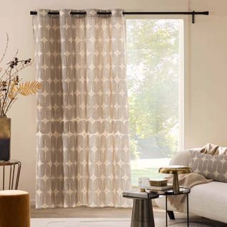 Rideau à Oeillets En Polycoton Avec Motif Métallisé - 140x240 Cm - Noir