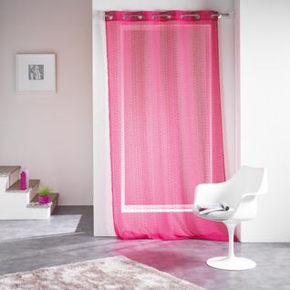 Panneau A Oeillets 140 X 260 Cm Voile Sable Fils Coupes Frizy Fuchsia