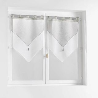 Paire De Voilages "duetto" 60x90cm Gris et Blanc