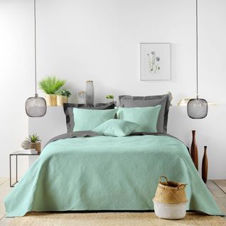 Couvre-lit et 2 Housses De Coussin "romane" 220x240cm Sauge