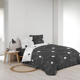 Parure De Lit 3 Pièces Réversible "sonate" 240x220cm Gris