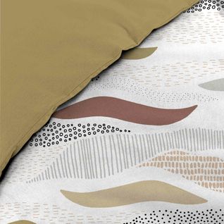 Parure De Lit 240x220 Cm + 2 Taies – Microfibre Imprimée Zenith – Motif Ondulé Tons Naturels