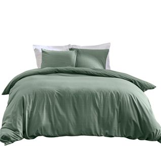 Parure De Lit Coton Lavé Linella Sauge 260x240 Cm