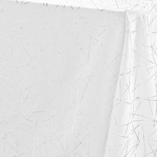 Nappe Antitache Imprimé "mikado" 140x240cm Blanc et Argent
