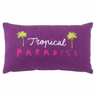 Coussin Déco "tropical Paradise" 30x50cm Prune