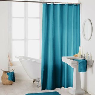 Rideau De Douche Uni "essencia" 180x200cm Bleu Pétrole
