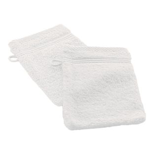 Lot De 2 Gants De Toilette "tendresse" 15x21cm Blanc