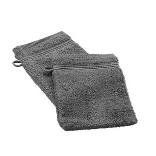 Lot De 2 Gants De Toilette "tendresse" 15x21cm Anthracite