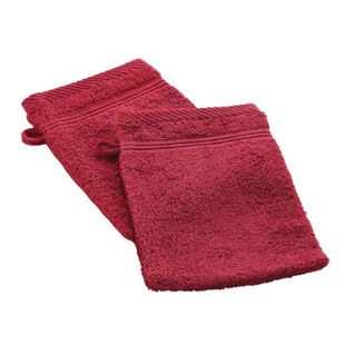 Lot De 2 Gants De Toilette "tendresse" 15x21cm Rubis