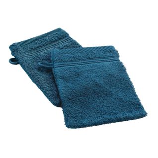 Lot De 2 Gants De Toilette "tendresse" 15x21cm Saphir