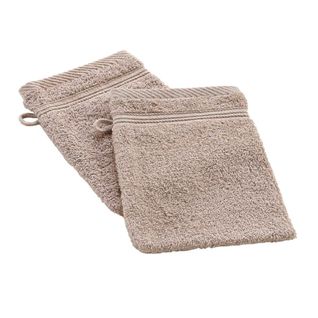 Lot De 2 Gants De Toilette "tendresse" 15x21cm Taupe