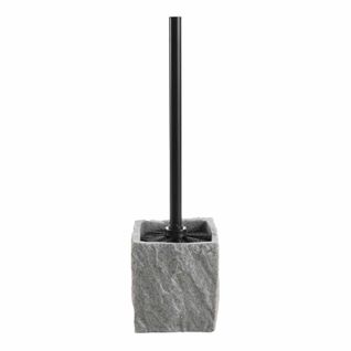 Brosse Wc - Effet Minéral - 10x10x37 Cm - Gris