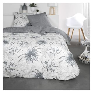 Parure De Lit 2 Personnes Imprimé Floral Coton Sunshine Kais Blanc