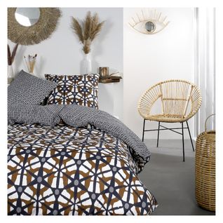 Parure De Lit Coton Zippée 2 Personnes Imprimé Ethnique Mawira Noir