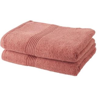 Lot De 2 Serviettes De Bain 100% Coton - 50 X 100 Cm - Terracotta