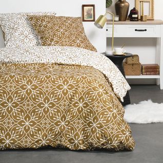 Parure De Lit 2 Personnes Imprimé Coton Sunshine Solene Bronze