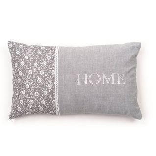 Coussin Déhoussable Avec Dentelle Floral Coton Charme Gris