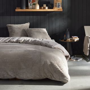 Parure De Lit 3 Pièces Douce Polaire Flanelle - 240x220 Cm - Beige