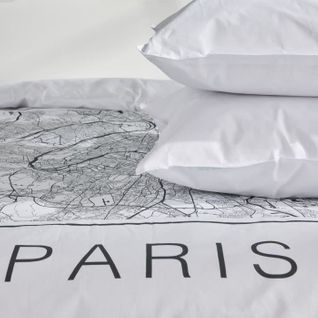 Parure De Lit - Java - 2 Personnes - 240x220 Cm - Coton - Imprimé Paris - Blanc