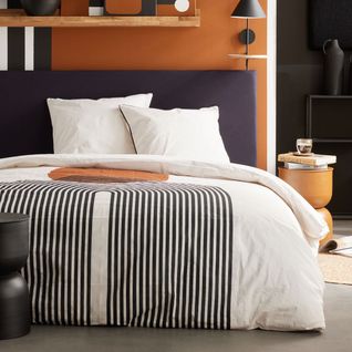 Parure De Lit Imprimé Graphique Moka Blanc