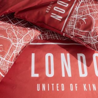 Parure De Lit - Java - 2 Personnes - 240x220 Cm - Coton - Imprimé London - Rouge