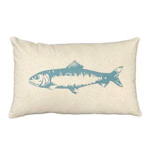Coussin Rectangulaire Imprimé Coton Beach House Poisson Bleu