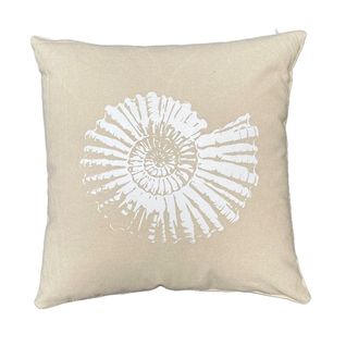 Coussin Carré Imprimé Coton Beach House Coquillage Blanc