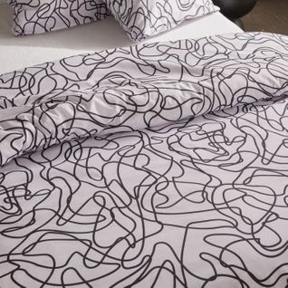 Parure De Lit - Crazy - Imprimé Graphique - 2 Personnes - 220 X 240 Cm - Blanc