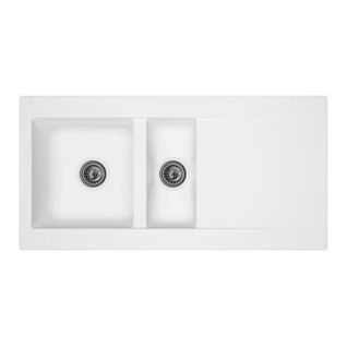 Evier résine 2 bacs 100x50 cm EINNA Blanc