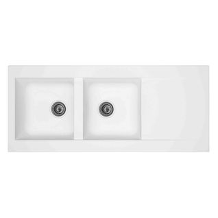Evier résine 2 bacs 116x50 cm EINNA Blanc