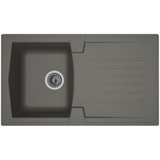 Evier Cuisine à Encastrer 1 Bac + 1 Égouttoir Arena - Résine - 86 X 50 Cm - Gris Béton
