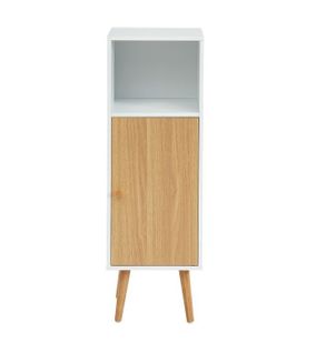 Colonne De Salle De Bain Max  Coloris Blanc Et Effet Chêne 1 Porte Et 1 Niche - L30cm
