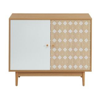 Buffet Leika  Blanc Et Effet Chêne  2 Portes 90cm