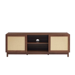 Meuble TV Haria Effet Noyer Et Rotin 150cm