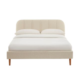 Lit Yume Tissu Bouclette Beige 140x190 Sommier Inclus