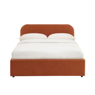 Lit Coffre Moka Tissu Rouille 140x190 Sommier Inclus