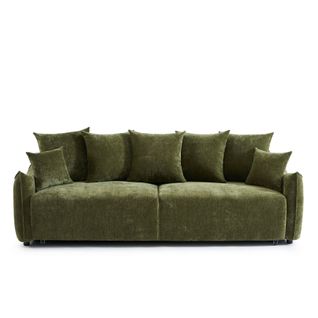 Canapé Droit Convertible Opaline 3 Places Tissu Vert