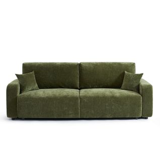 Canapé Droit Convertible Livio 3 Places Tissu Vert