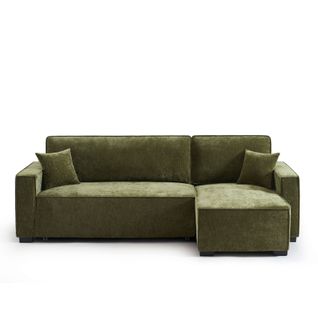 Canapé D'angle Convertible Et Réversible Gavi 4 Places Tissu Vert