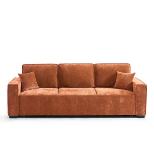 Canapé Droit Convertible Gavi 3 Places Tissu Terracotta