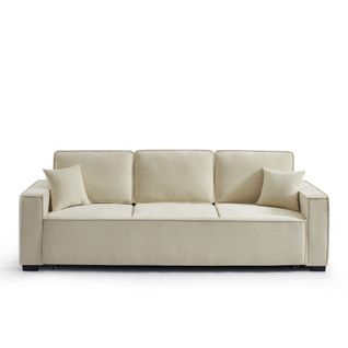 Canapé Droit Convertible Gavi 3 Places Tissu Beige