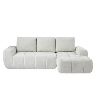 Canapé D'angle Droit Compressé Aurea 4 Places Tissu Beige