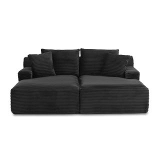 Canapé Droit Profond Fixe Et Compressé Kenedy 3 Places Velours Côtelé Gris