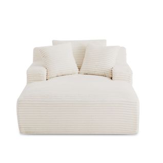 Canapé Droit Profond Fixe Et Compressé Kenedy 1 Place Velours Côtelé Beige