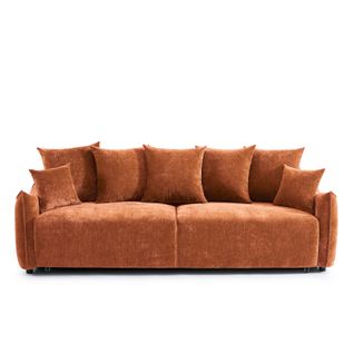 Canapé Droit Convertible Opaline 3 Places Tissu Terracotta